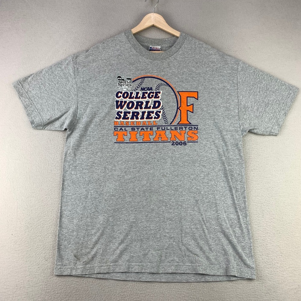 Vintage Cal State Titans Baseball T-Shirt Men XL Gray NCAA World Series Y2K